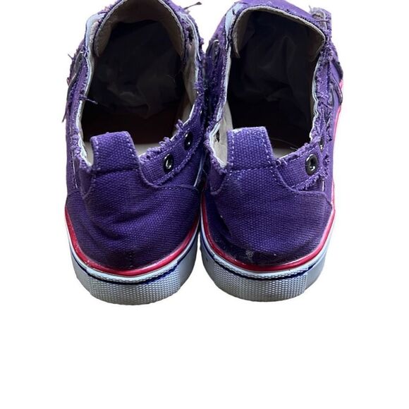 Women’s Purple Low Top Slip-On Distressed Sneakers Size 8.5 - Picture 2 of 12